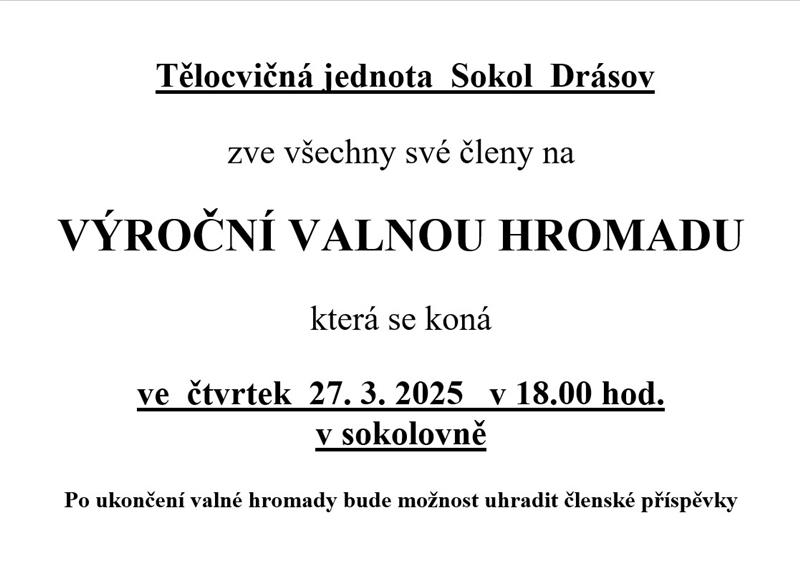 Pozvánka na Valnou hromadu 2025